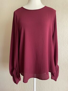 Anthropologie burgundy long sleeve top